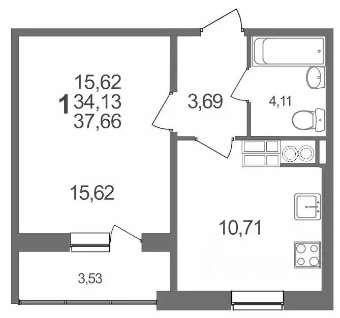1-к кв. Белгородская область, Белгородский район, Разумное рп, ... - Фото 1