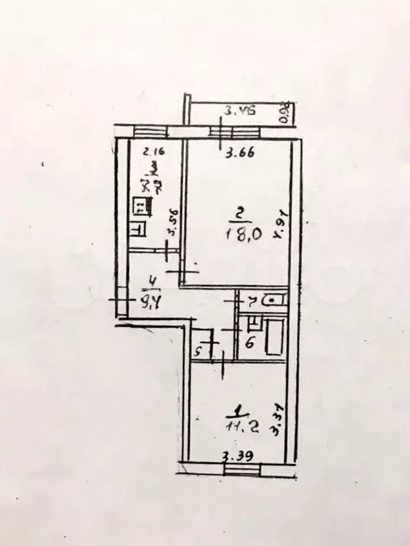 2-к. квартира, 50,6 м, 3/5 эт. - Фото 0