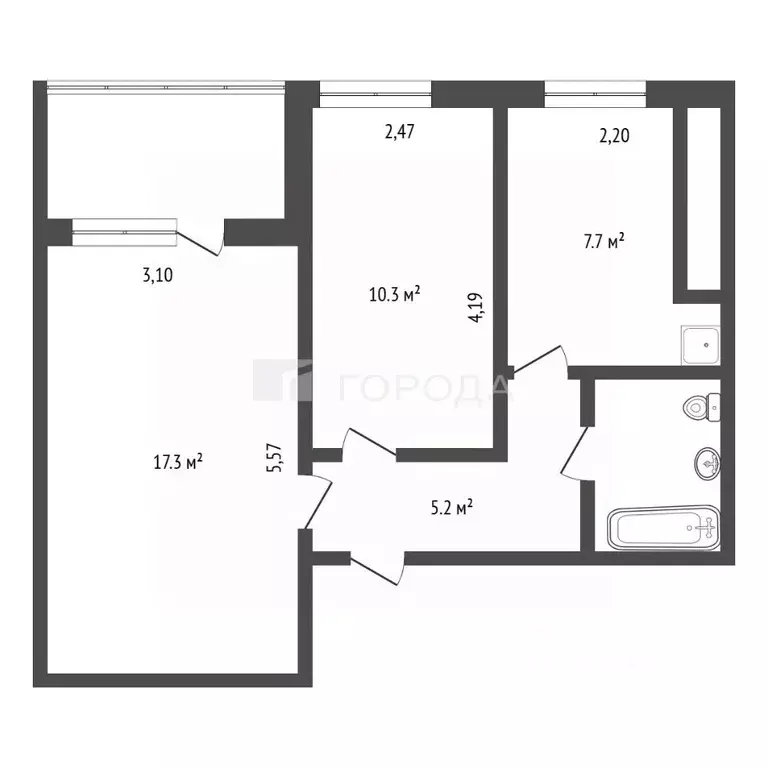 2-к кв. Алтайский край, Барнаул Взлетная ул., 12 (43.8 м) - Фото 2