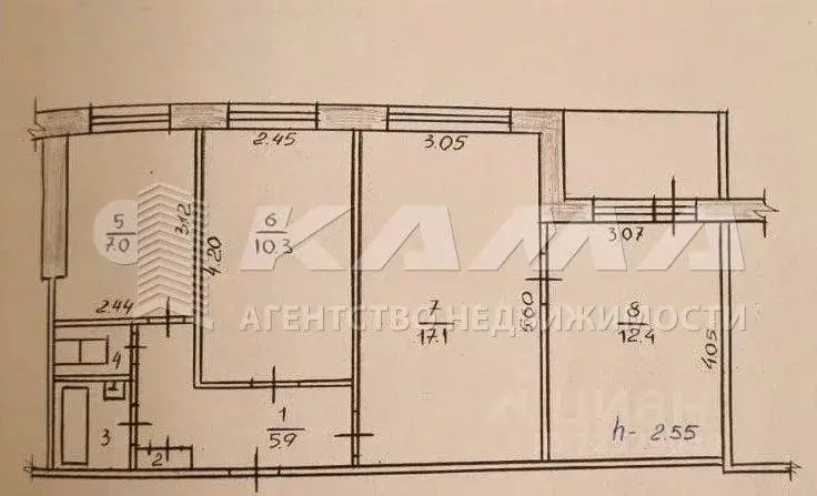3-к кв. Татарстан, Набережные Челны просп. Мира, 72 (57.8 м) - Фото 2