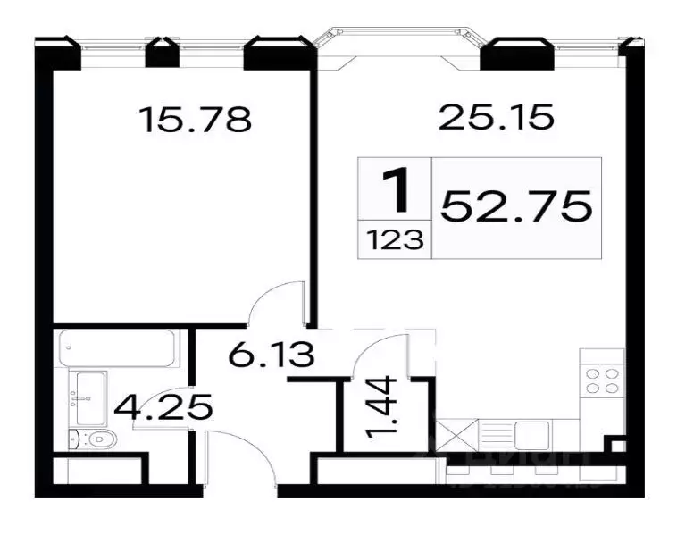3-к кв. Москва ул. 1-я Ямского Поля, 28С12 (52.75 м) - Фото 1