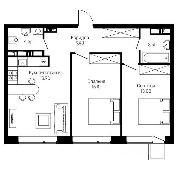 2-к кв. Ярославская область, Ярославский муниципальный округ, пос. ... - Фото 1