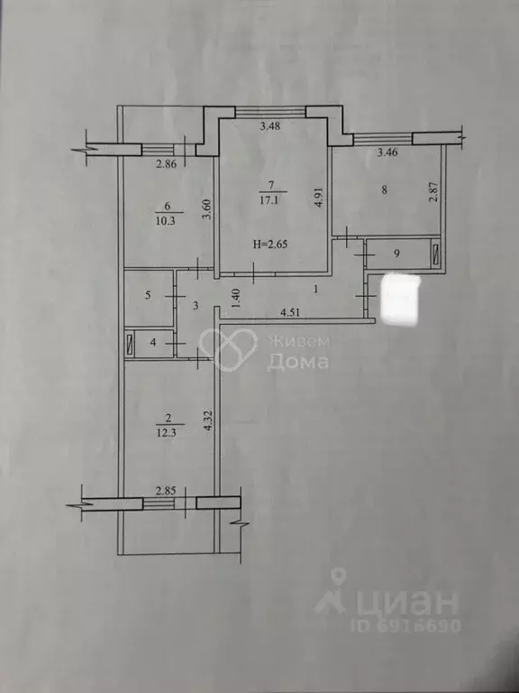 3-к кв. Волгоградская область, Волгоград ул. Рыкачева, 22 (66.0 м) - Фото 2