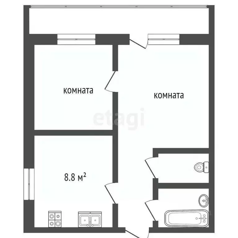 2-к кв. Ростовская область, Ростов-на-Дону Таганрогская ул., 126 (57.0 ... - Фото 1