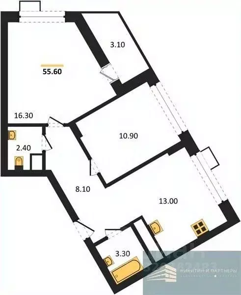 2-к кв. Воронежская область, Воронеж бул. Содружества, 6 (55.6 м) - Фото 1