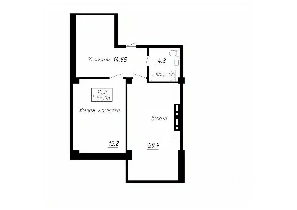 1-к кв. Ставропольский край, Ессентуки  (55.05 м) - Фото 1