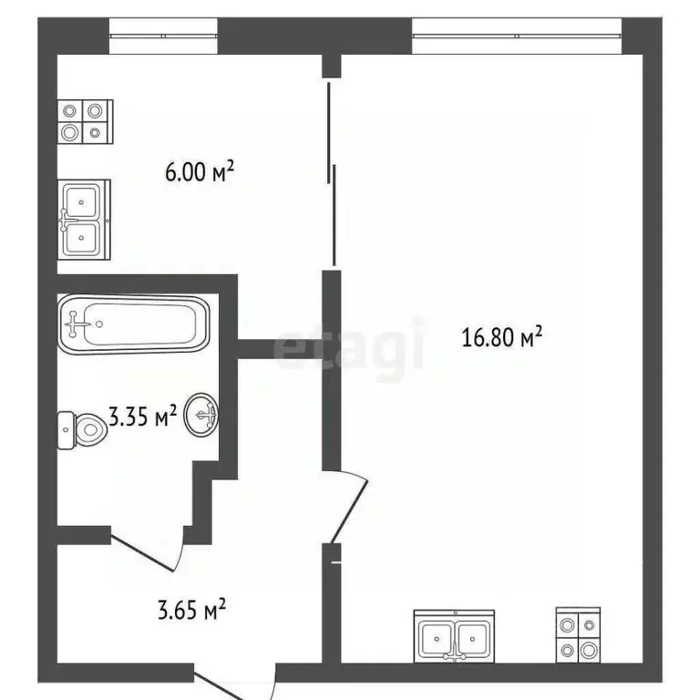 Студия Севастополь ул. Гоголя, 42 (30.0 м) - Фото 2