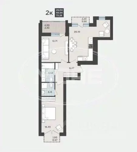2-к кв. Калининградская область, Калининград Арсенальная ул., 31к2 ... - Фото 0