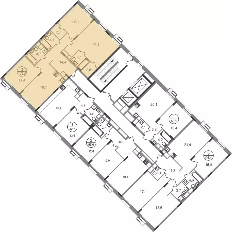 3-комнатная квартира: посёлок городского типа Заречье, жилой комплекс ... - Фото 2