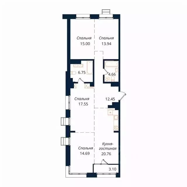 4-к кв. Иркутская область, Иркутск Байкальская ул., 246Б (108.8 м) - Фото 1