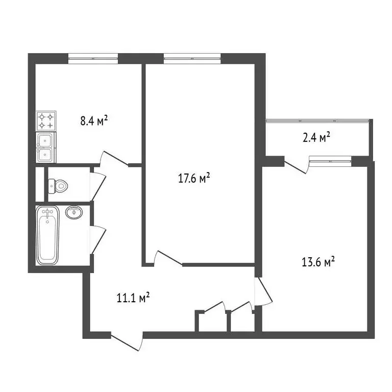 2-комнатная квартира: Санкт-Петербург, проспект Королёва, 46к3 (57 м) - Фото 1
