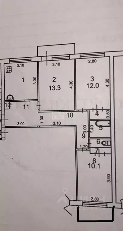 3-к кв. Иркутская область, Иркутск ул. Добролюбова, 1 (68.0 м) - Фото 2