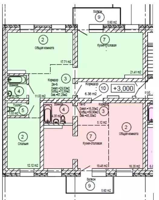 2-комнатная квартира: Улан-Удэ, 115-й микрорайон, 9 (68.97 м) - Фото 1