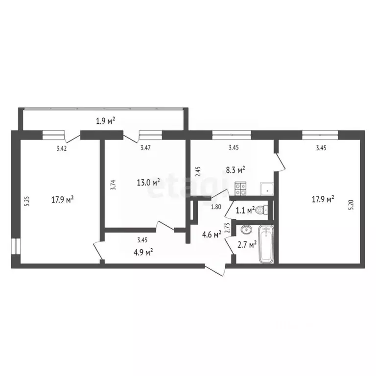 3-к кв. Крым, Феодосия ш. Симферопольское, 41В (72.3 м) - Фото 2