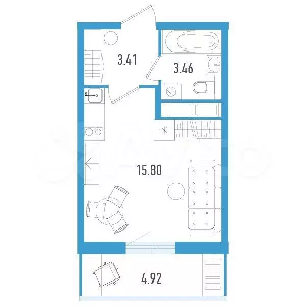 Квартира-студия, 24 м, 4/12 эт. - Фото 0