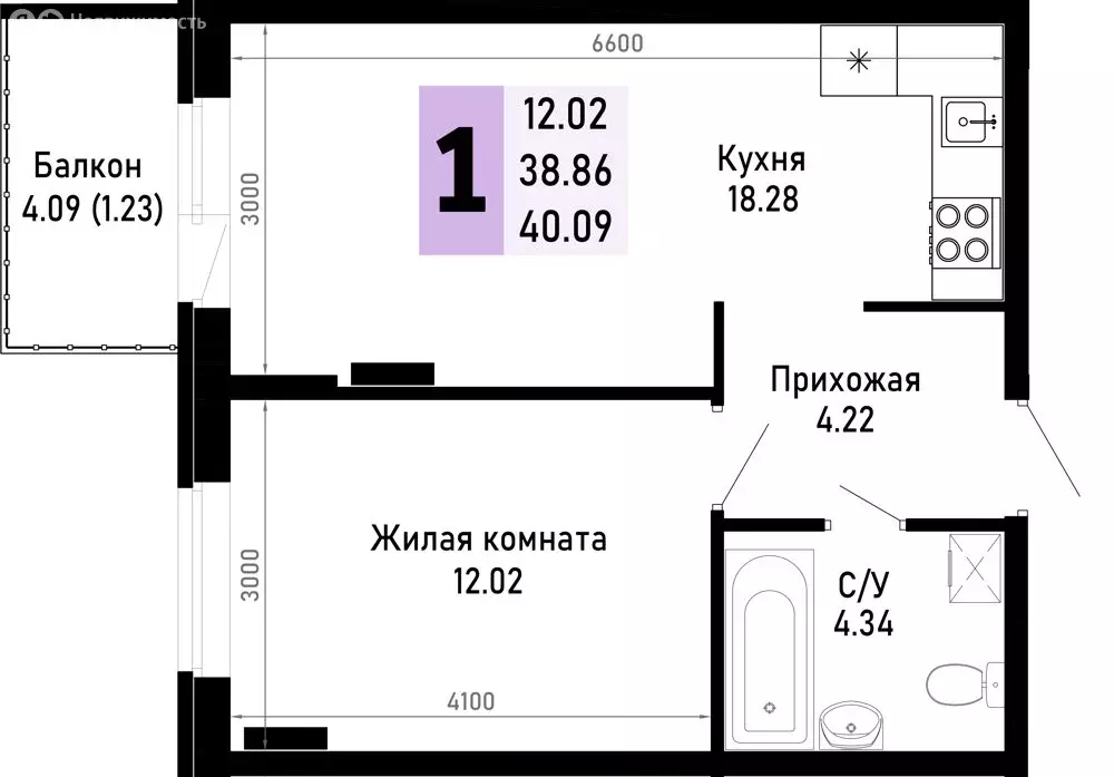 1-комнатная квартира: Краснодарский край, муниципальный округ Анапа, ... - Фото 0