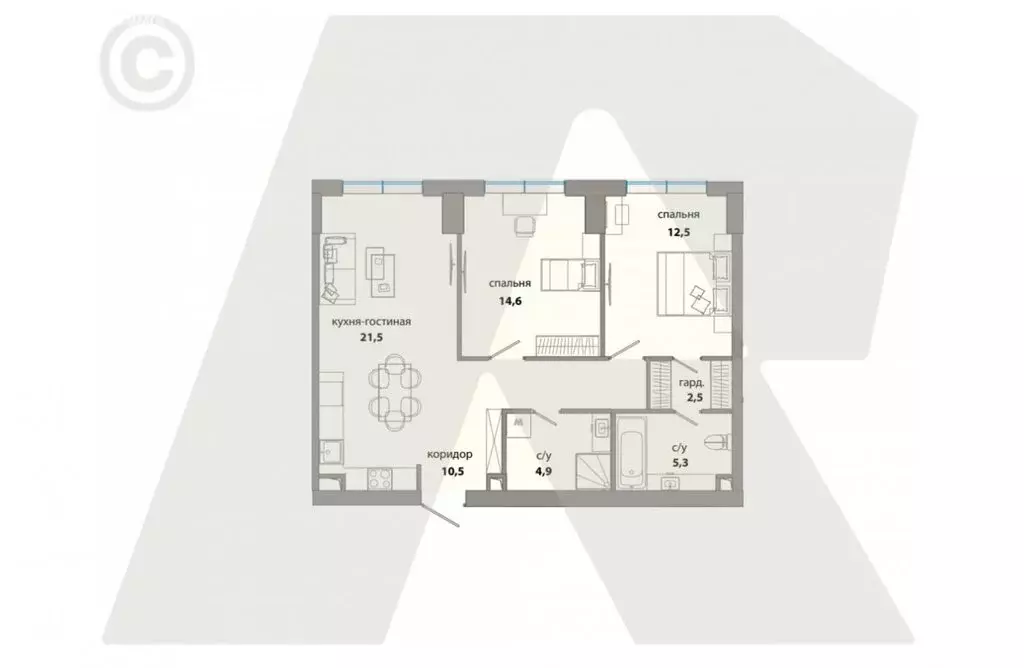3-комнатная квартира: Москва, улица Янковского, 1к1 (72 м) - Фото 2