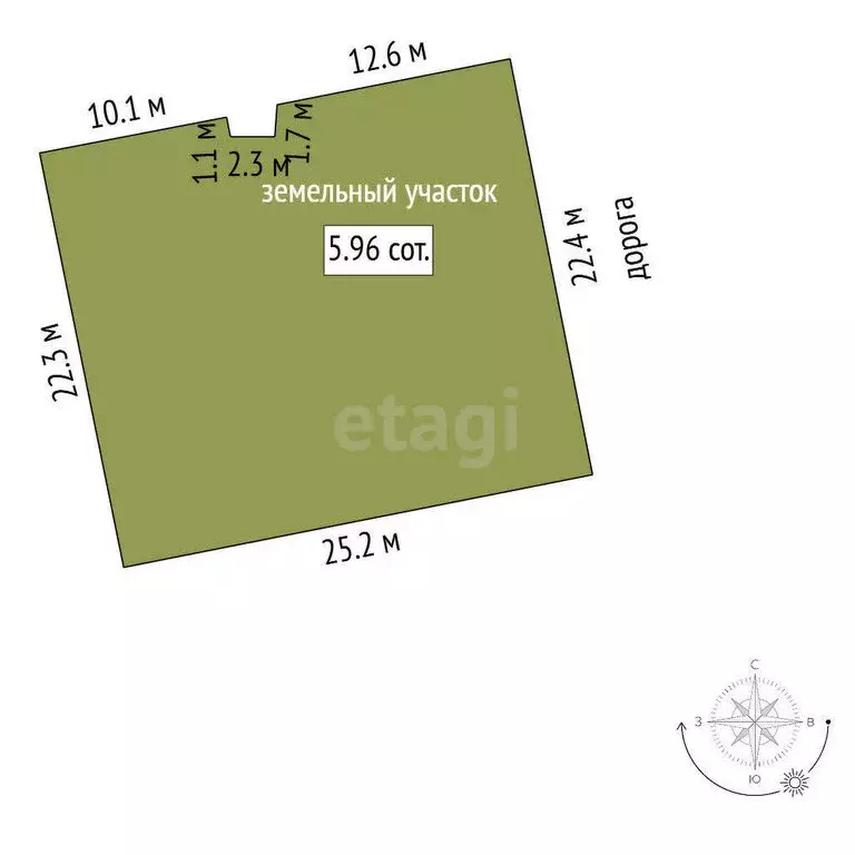 Участок в село Танковое, Солнечная улица (5.96 м) - Фото 0
