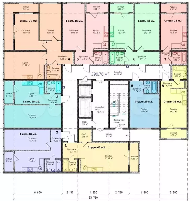 1-к. квартира, 48 м, 6/8 эт. - Фото 1