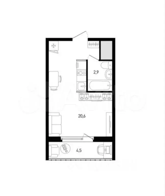 Квартира-студия, 24,7 м, 13/21 эт. - Фото 0