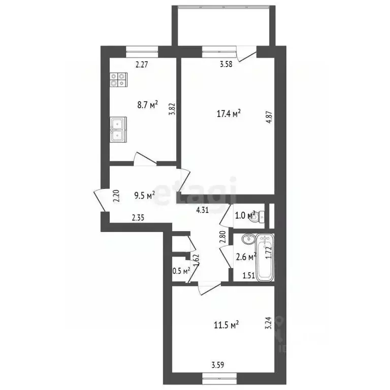 2-к кв. Архангельская область, Коряжма Архангельская ул., 5Б (51.6 м) - Фото 1