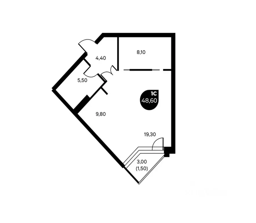 Студия Пермский край, Пермь Советская ул., 16А (48.6 м) - Фото 1