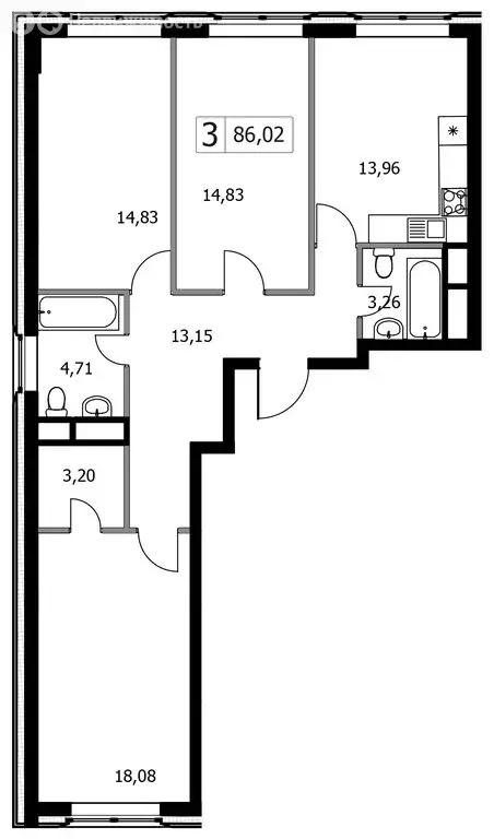 3-комнатная квартира: Москва, НАО, район Внуково, жилой комплекс ... - Фото 1