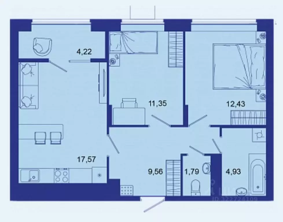 2-к кв. Брянская область, Брянск Советская ул., 124 (61.9 м) - Фото 1