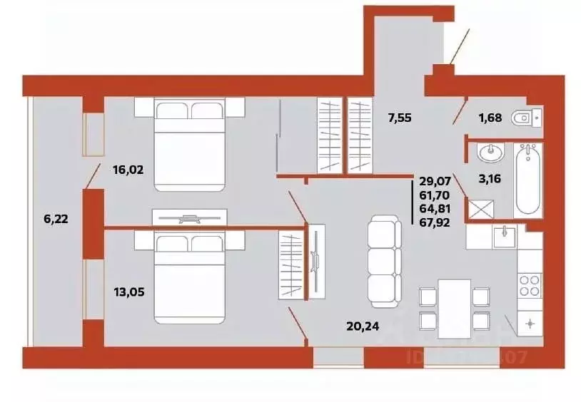 3-к кв. Пензенская область, Пенза ул. Герцена, 28 (67.92 м) - Фото 1