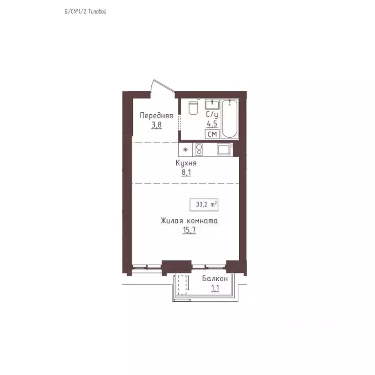 1-к кв. Алтайский край, Барнаул ул. Папанинцев, 155 (33.2 м) - Фото 1