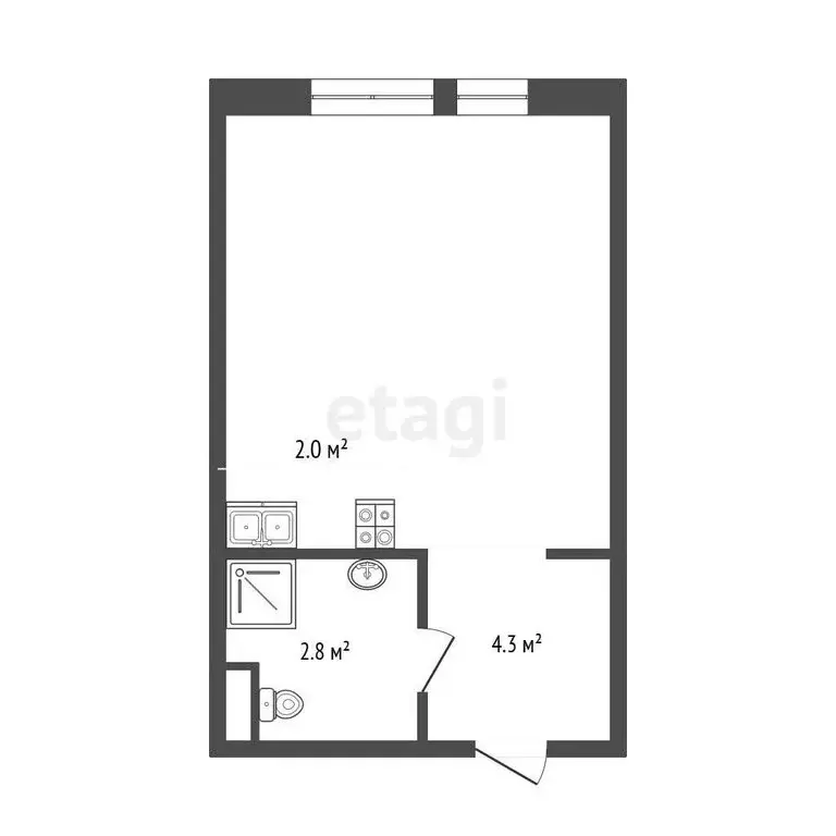 Квартира-студия: Тюмень, Полевая улица, 117к4 (22 м) - Фото 0