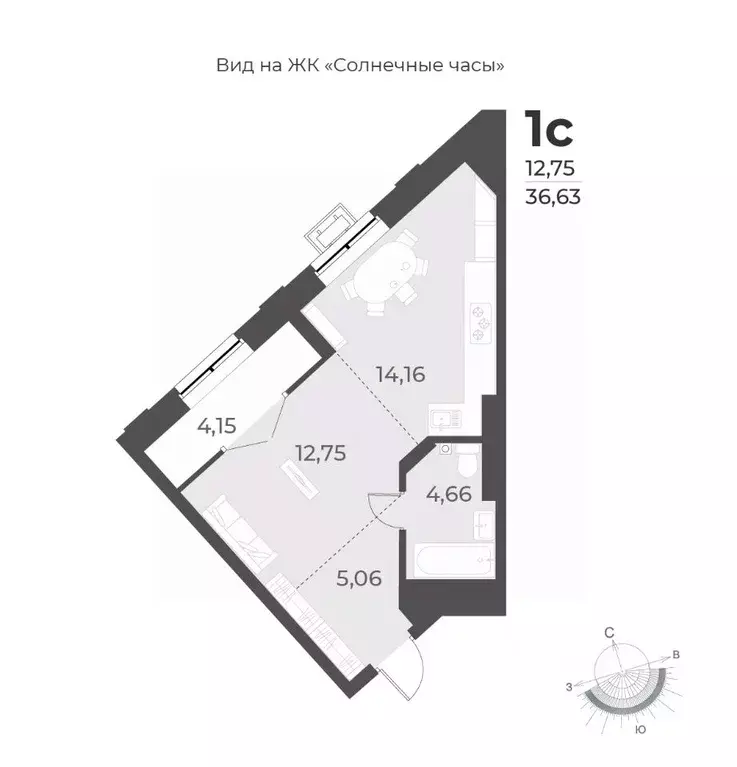 1-к кв. Новосибирская область, Новосибирск ул. Лобачевского, 51/1 ... - Фото 1