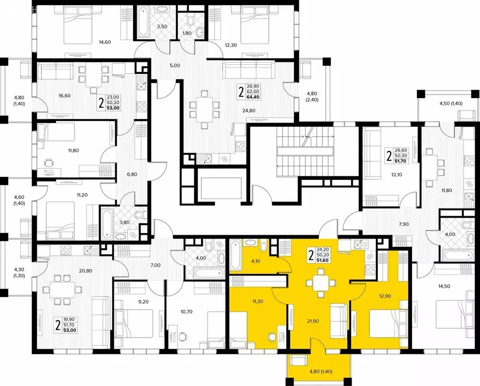 2-комнатная квартира: Сукко, жилой комплекс Кипарис (51.6 м) - Фото 1