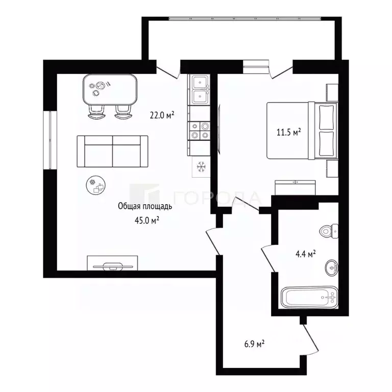 1-к кв. Новосибирская область, Новосибирск ул. Королева, 3 (45.0 м) - Фото 1