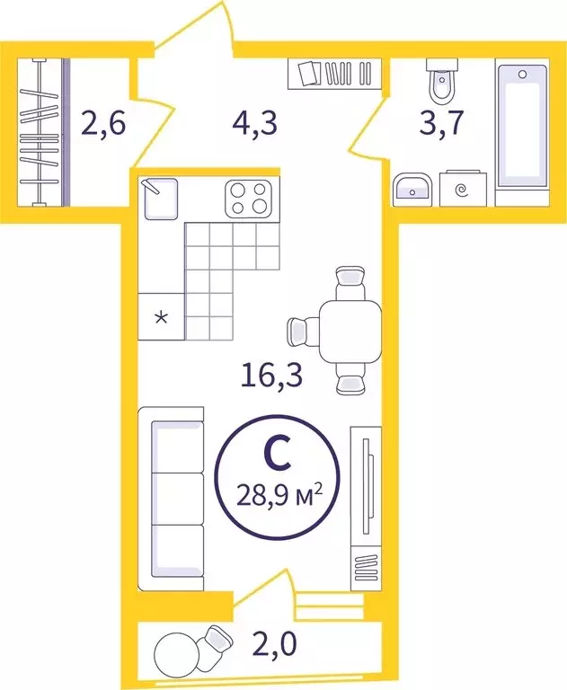 Квартира-студия: Екатеринбург, ЖК Астон Реформа (27.87 м) - Фото 0