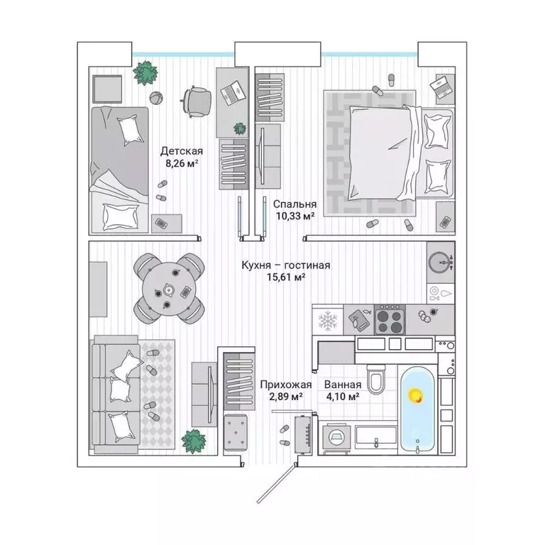 2-к кв. Приморский край, Владивосток ул. Нейбута (42.2 м) - Фото 1