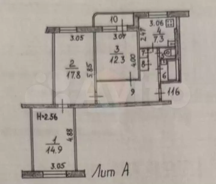 3-к. квартира, 68 м, 4/5 эт. - Фото 0