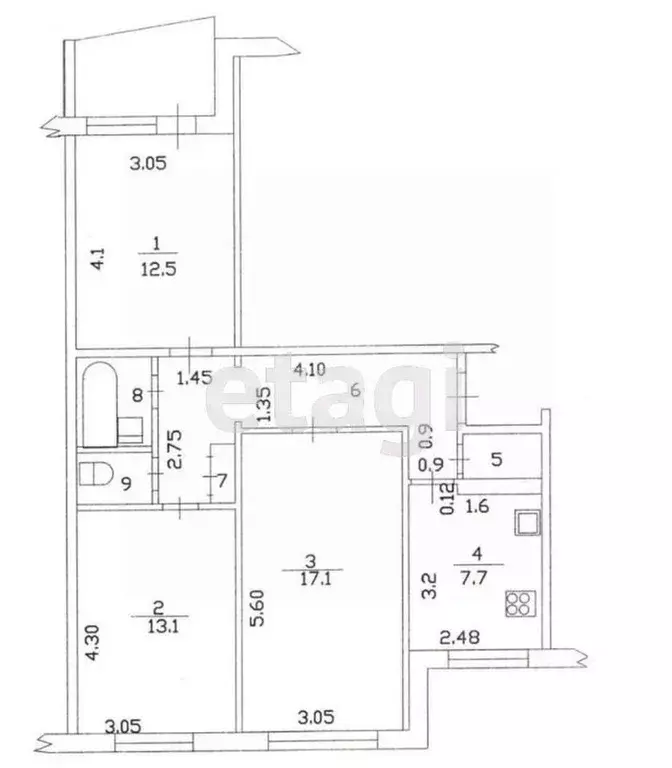 3-к кв. Татарстан, Казань ул. Гаврилова, 10 (66.7 м) - Фото 0