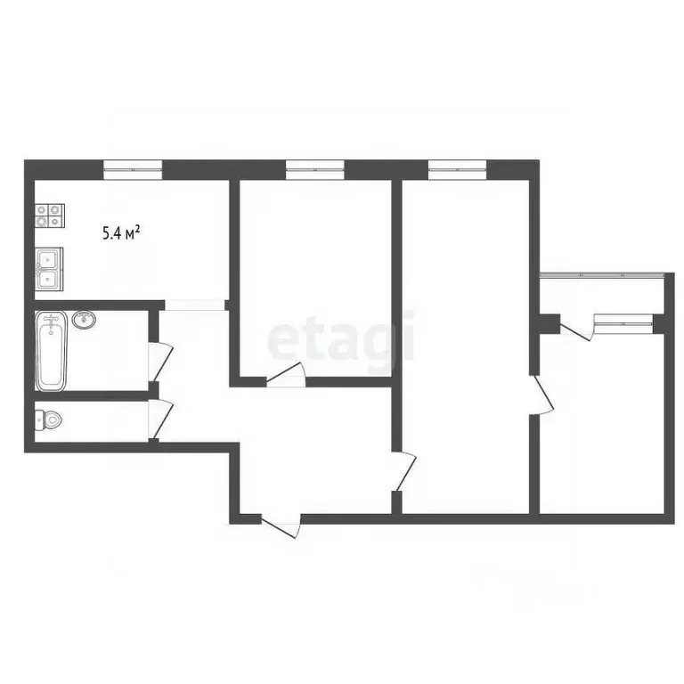 3-к кв. Ростовская область, Ростов-на-Дону просп. Соколова, 85/2 (52.2 ... - Фото 1