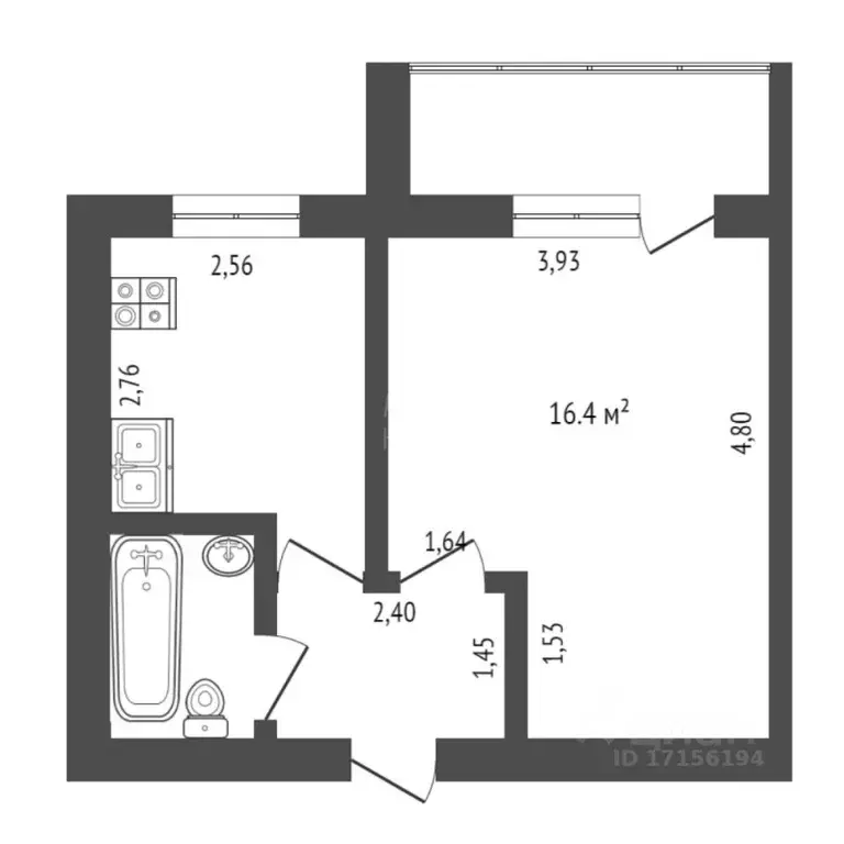 1-к кв. Тюменская область, Тюмень Садовая ул., 133 (32.8 м) - Фото 1