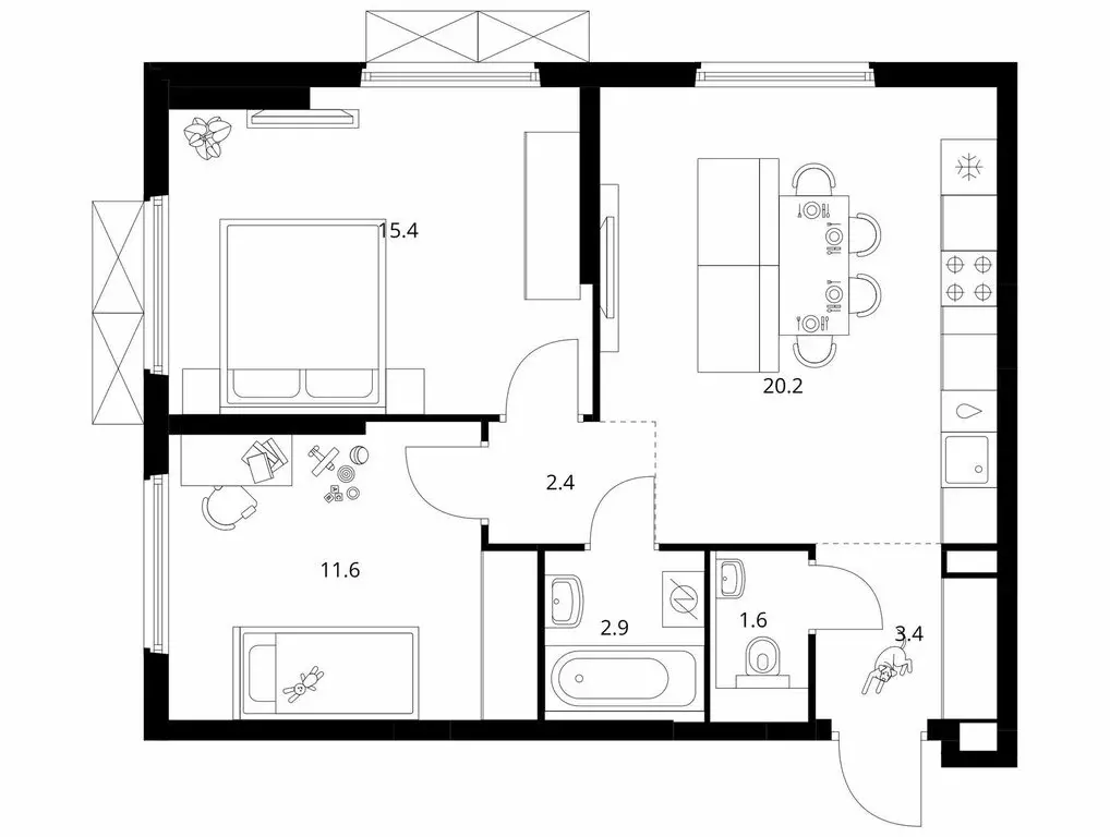 2-комнатная квартира: Мытищи, ЖК Ярославский Квартал (57.5 м) - Фото 1