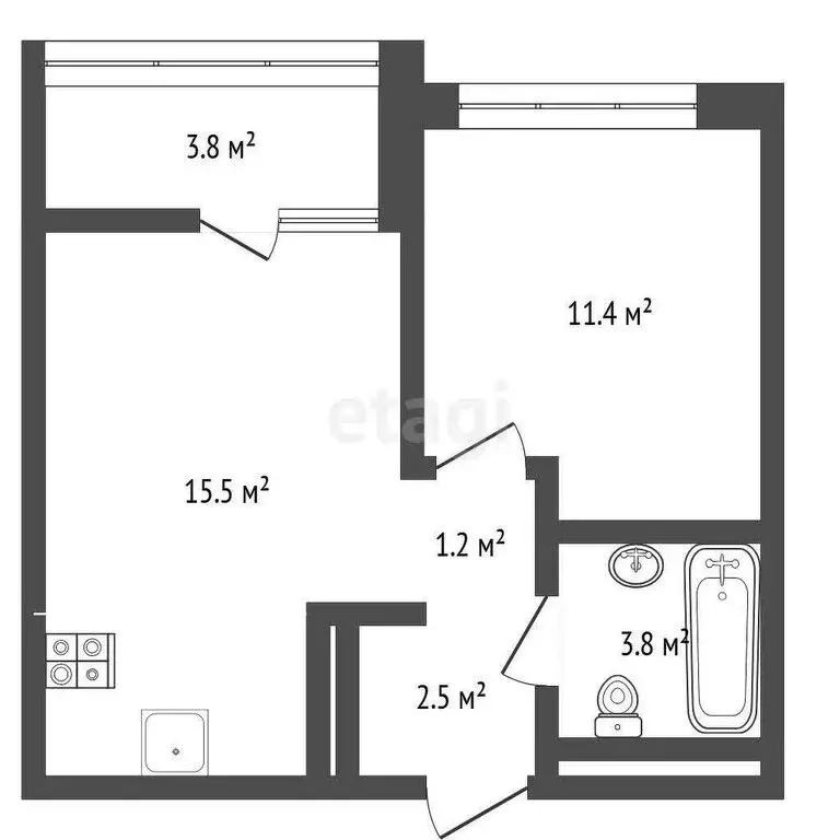 1-комнатная квартира: Тюмень, Центральный округ, жилой комплекс ... - Фото 1