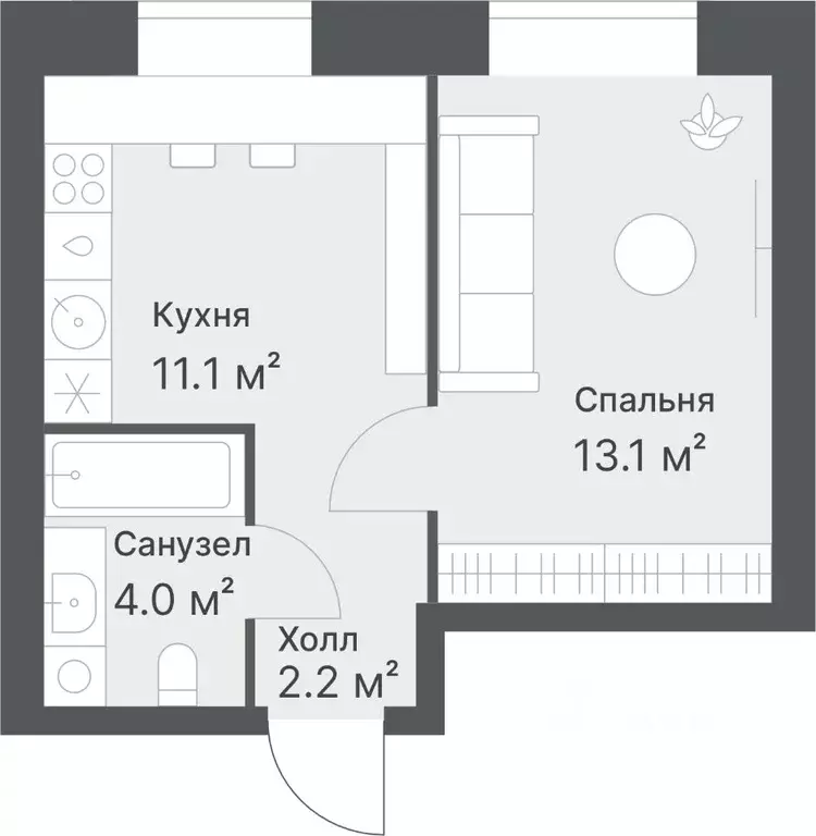 2-к кв. Тюменская область, Тюмень Кремлевская ул., 95 (30.4 м) - Фото 0