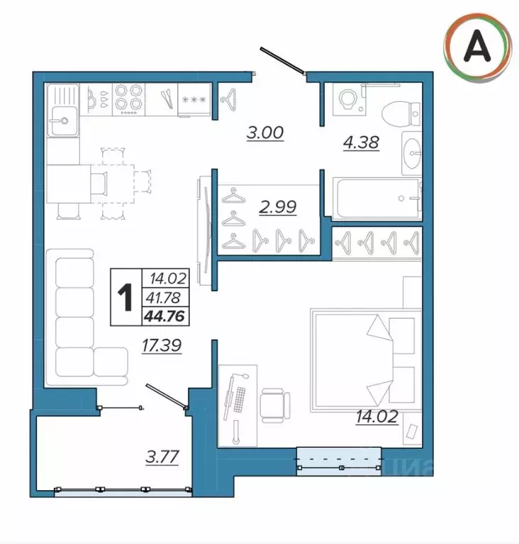 1-к кв. Брянская область, Брянск Московский мкр, Микрорайон Акватория ... - Фото 1