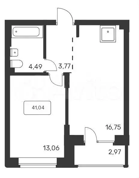 2-к. квартира, 41м, 2/9эт. - Фото 0