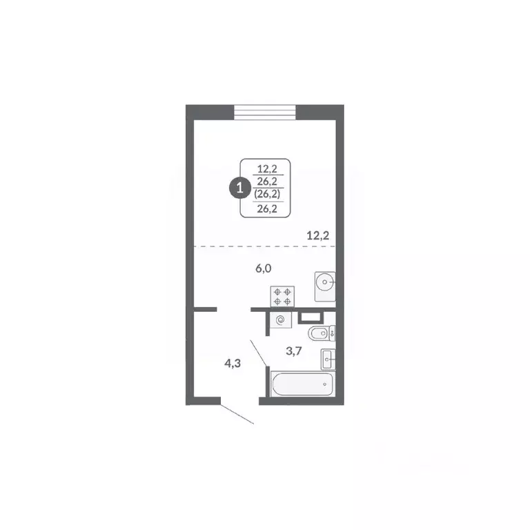 Студия Кировская область, Киров ул. Пушкина, 25 (26.2 м) - Фото 1