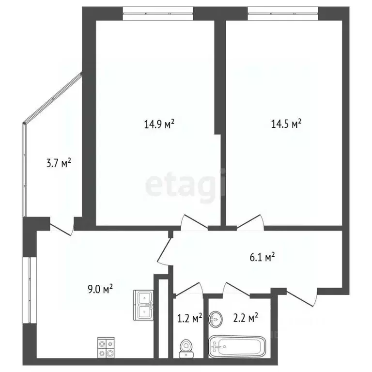 2-к кв. Краснодарский край, Анапа Крестьянская ул., 27к6 (52.0 м) - Фото 2