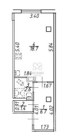 Студия Ленинградская область, Мурино Всеволожский район, ул. Шоссе в ... - Фото 2