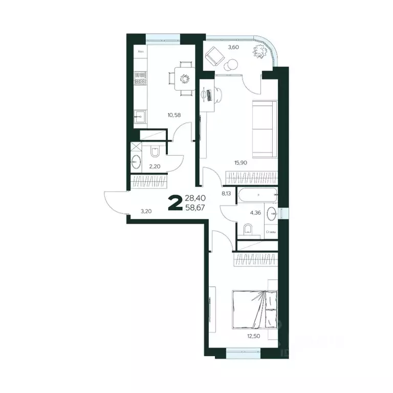 2-к кв. Московская область, Химки Сходня мкр,  (58.67 м) - Фото 0