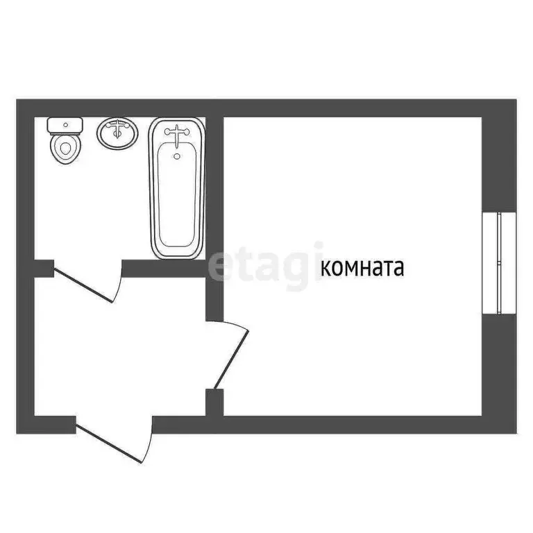 Квартира-студия: Юрга, улица Никитина, 28 (18 м) - Фото 1